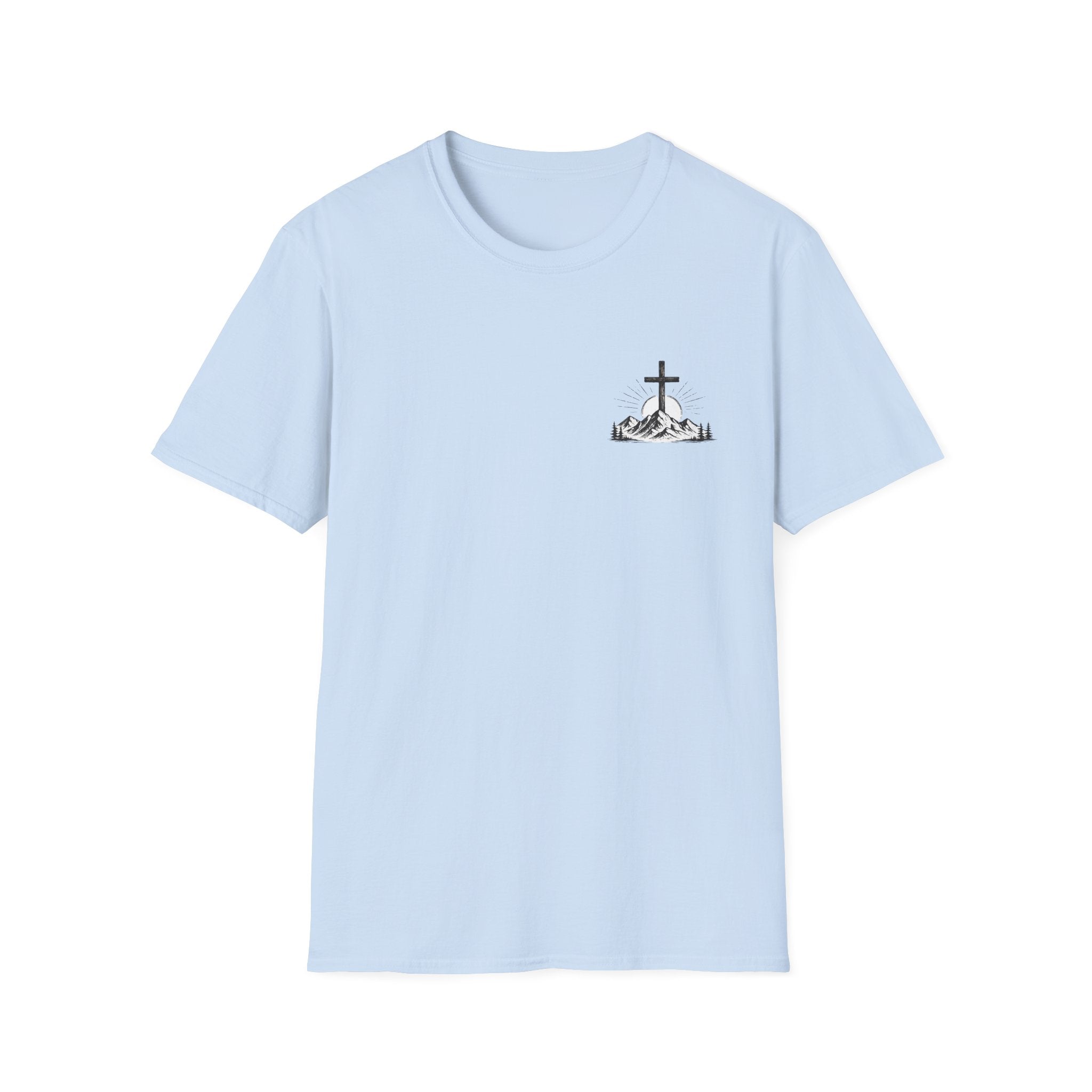 Christian Mountain Cross T-Shirt — Faith & Adventure Minimalist Design