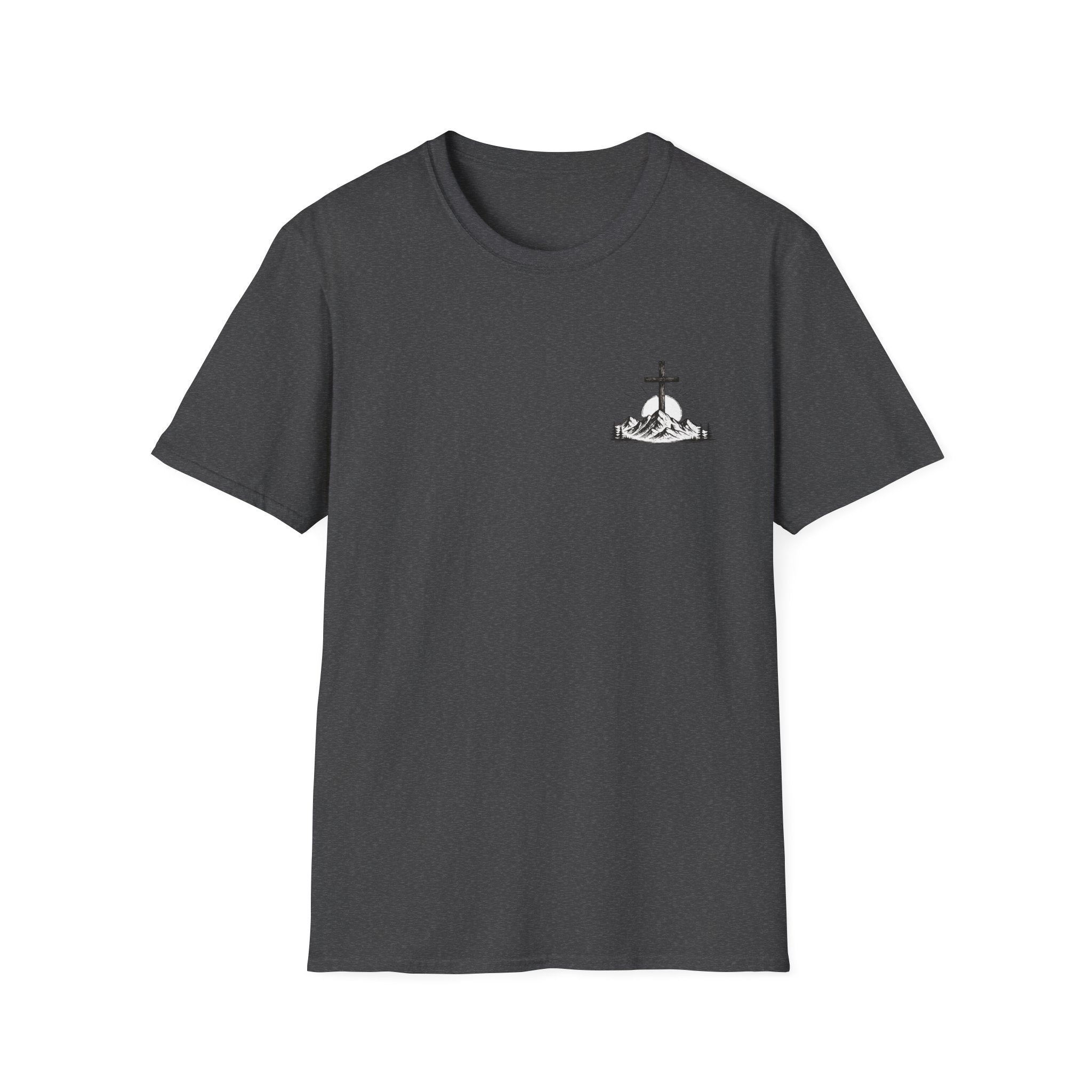 Christian Mountain Cross T-Shirt — Faith & Adventure Minimalist Design