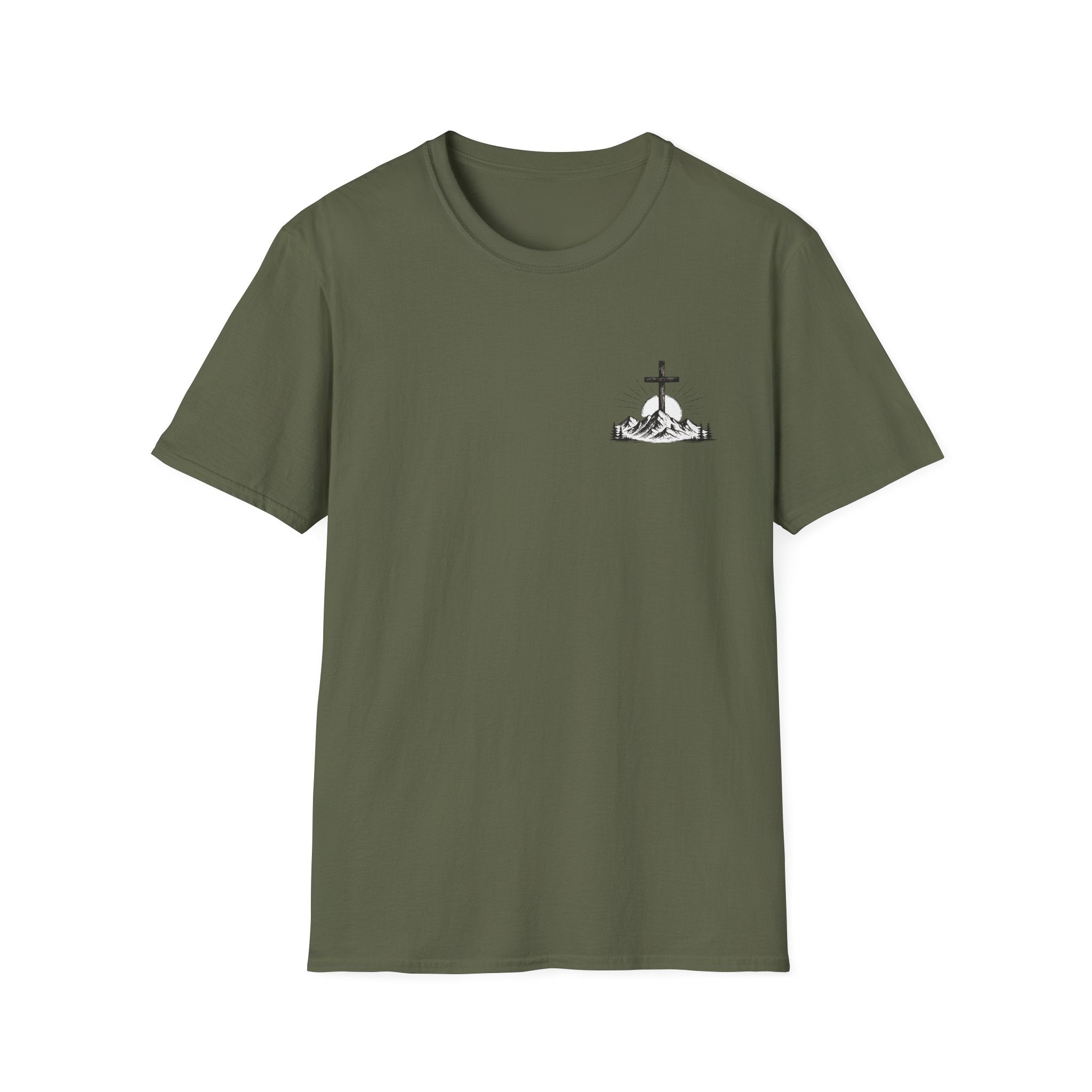 Christian Mountain Cross T-Shirt — Faith & Adventure Minimalist Design
