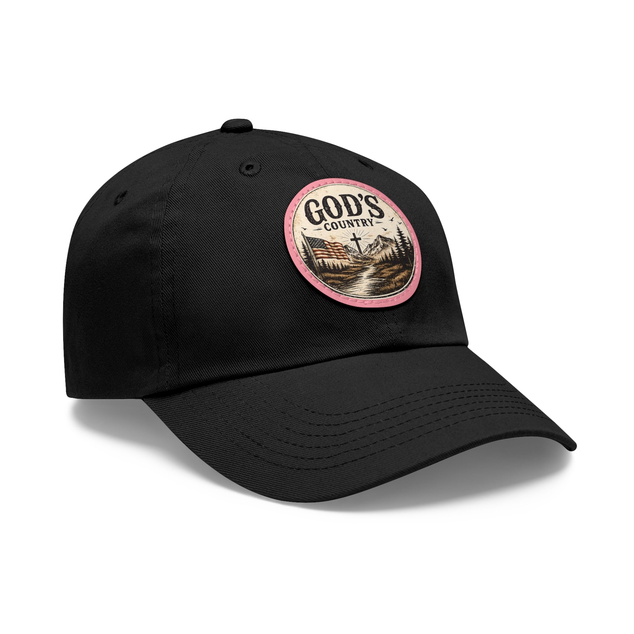 God's Country Leather Patch Dad Hat — Rustic Christian Outdoor Cap