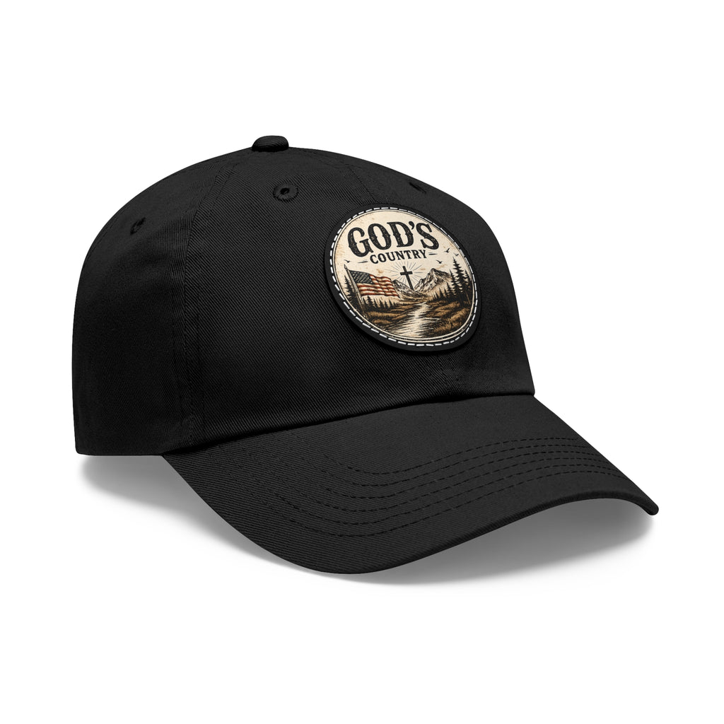 God's Country Leather Patch Dad Hat — Rustic Christian Outdoor Cap
