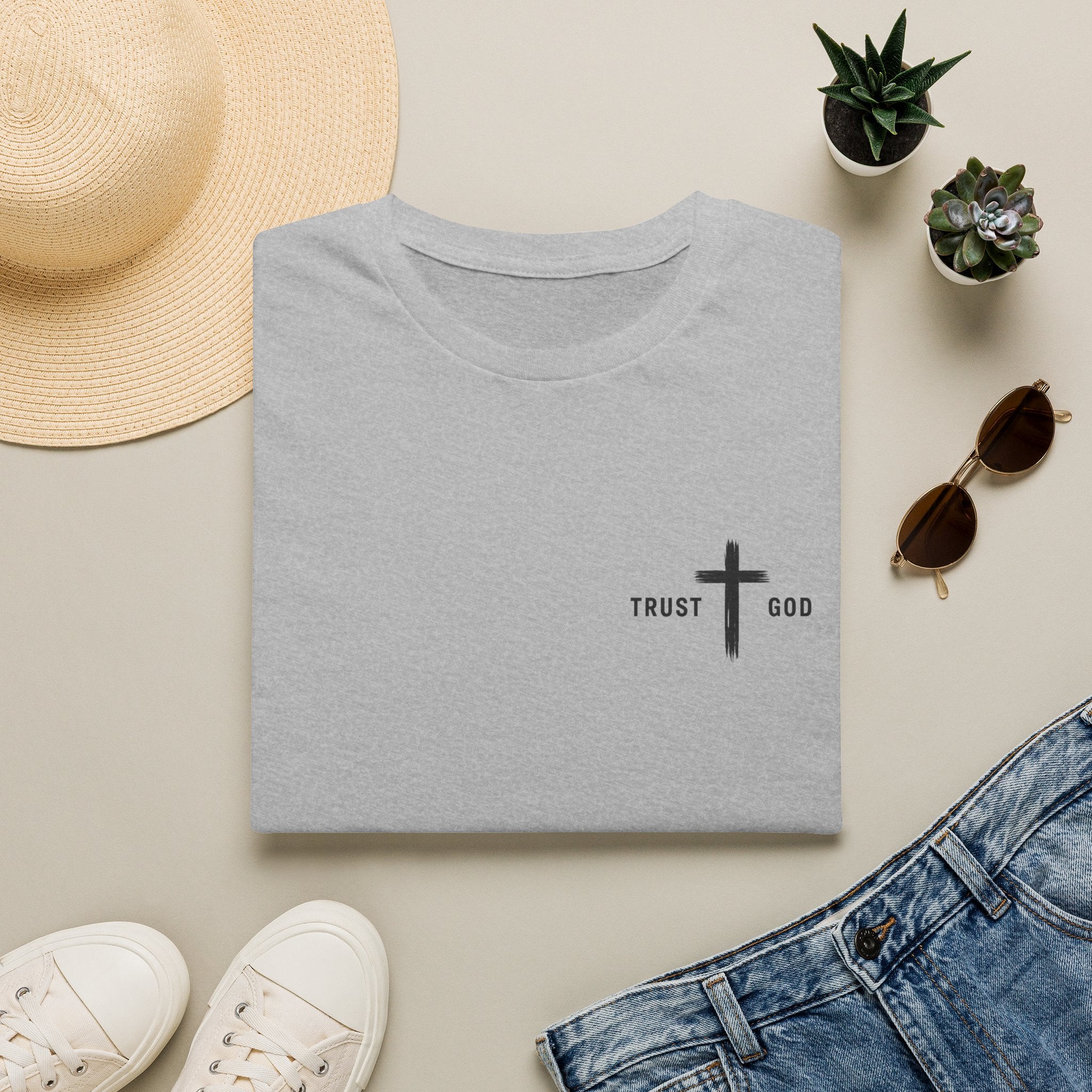 Trust God Cross T-Shirt — Minimal Christian Faith Tee