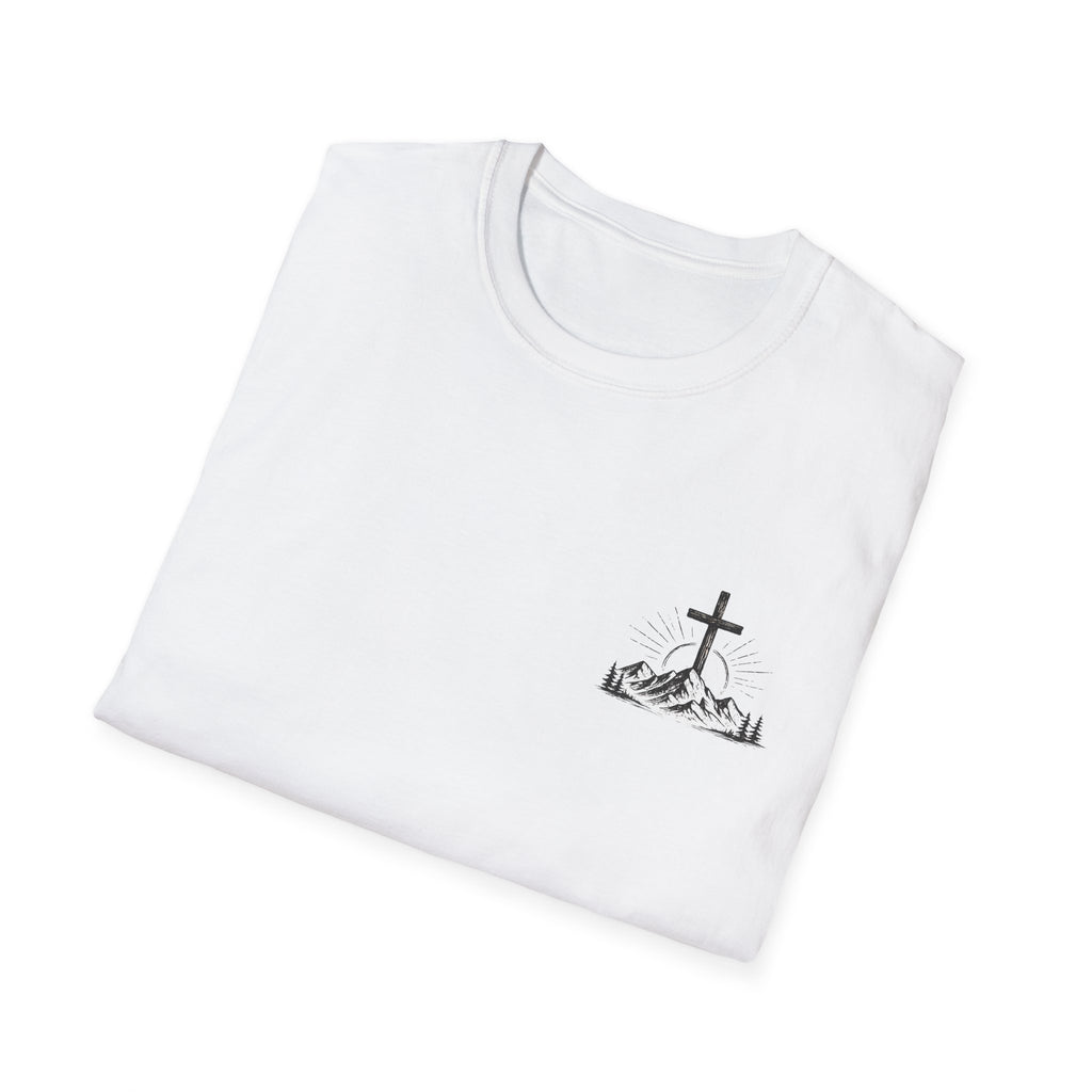 Christian Mountain Cross T-Shirt — Faith & Adventure Minimalist Design
