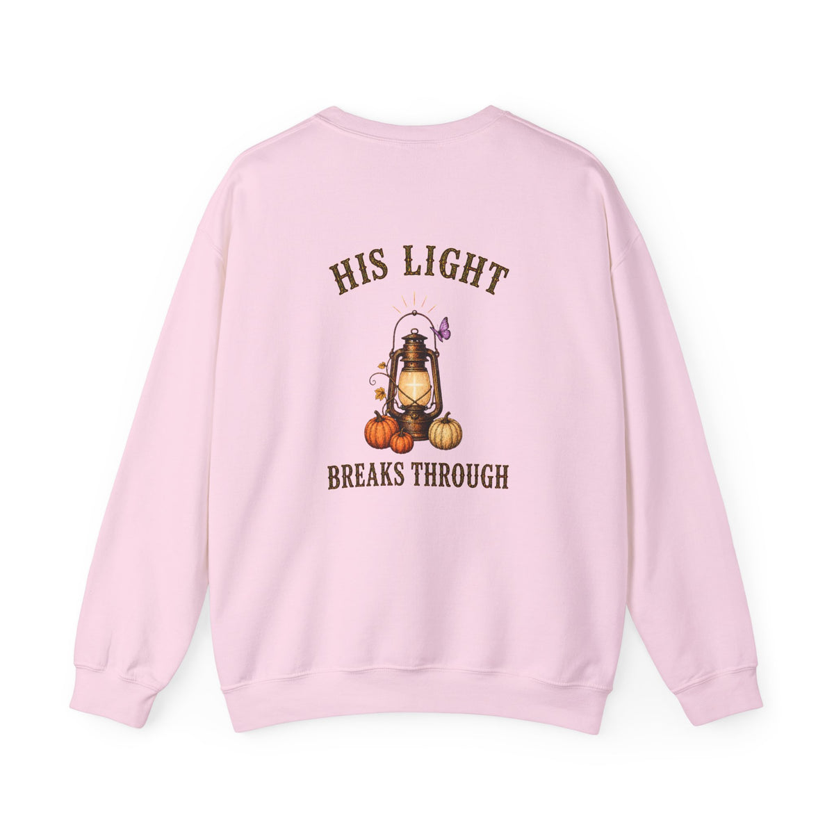 Walk in His Light Crewneck Sweatshirt — Christian Lantern & Pumpkin Faith Pullover