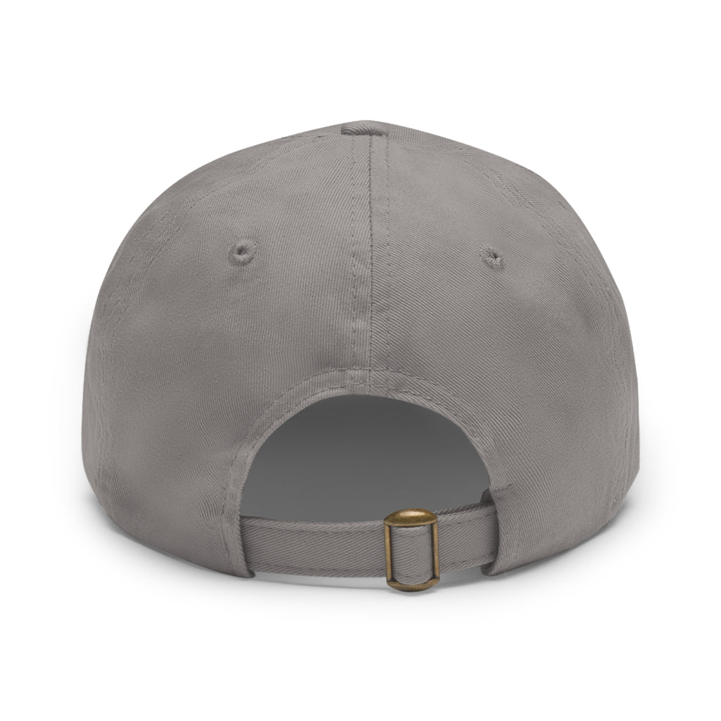 Dad Hat — Round Leather Patch Cross & Flowers Embroidered Design