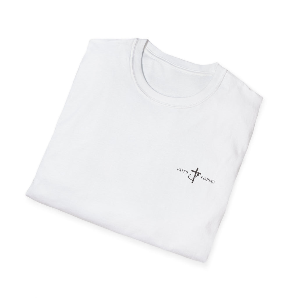 Grace on Water Minimalist T-Shirt — Faith Fishing Chest Graphic