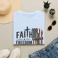 Faith & Freedom T-Shirt — American Flag Cross Fishing Graphic