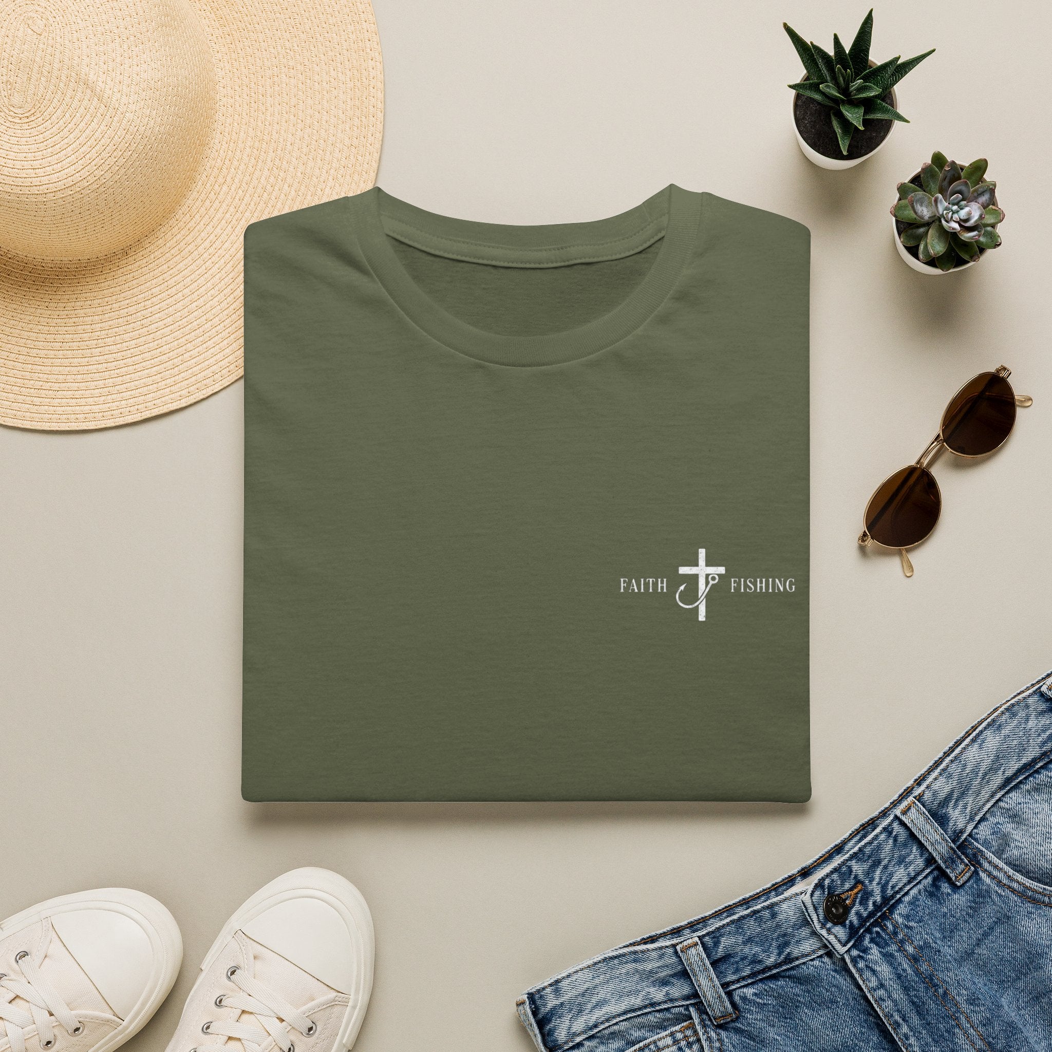 Faith & Fishing Cross T-Shirt — Christian Fishing Tee