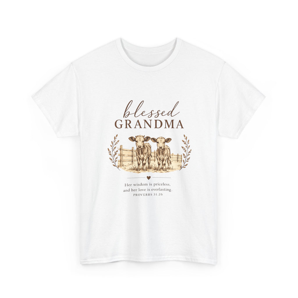 Blessed Grandma Tee – Farmhouse Cow Design, Mother's Day Gift