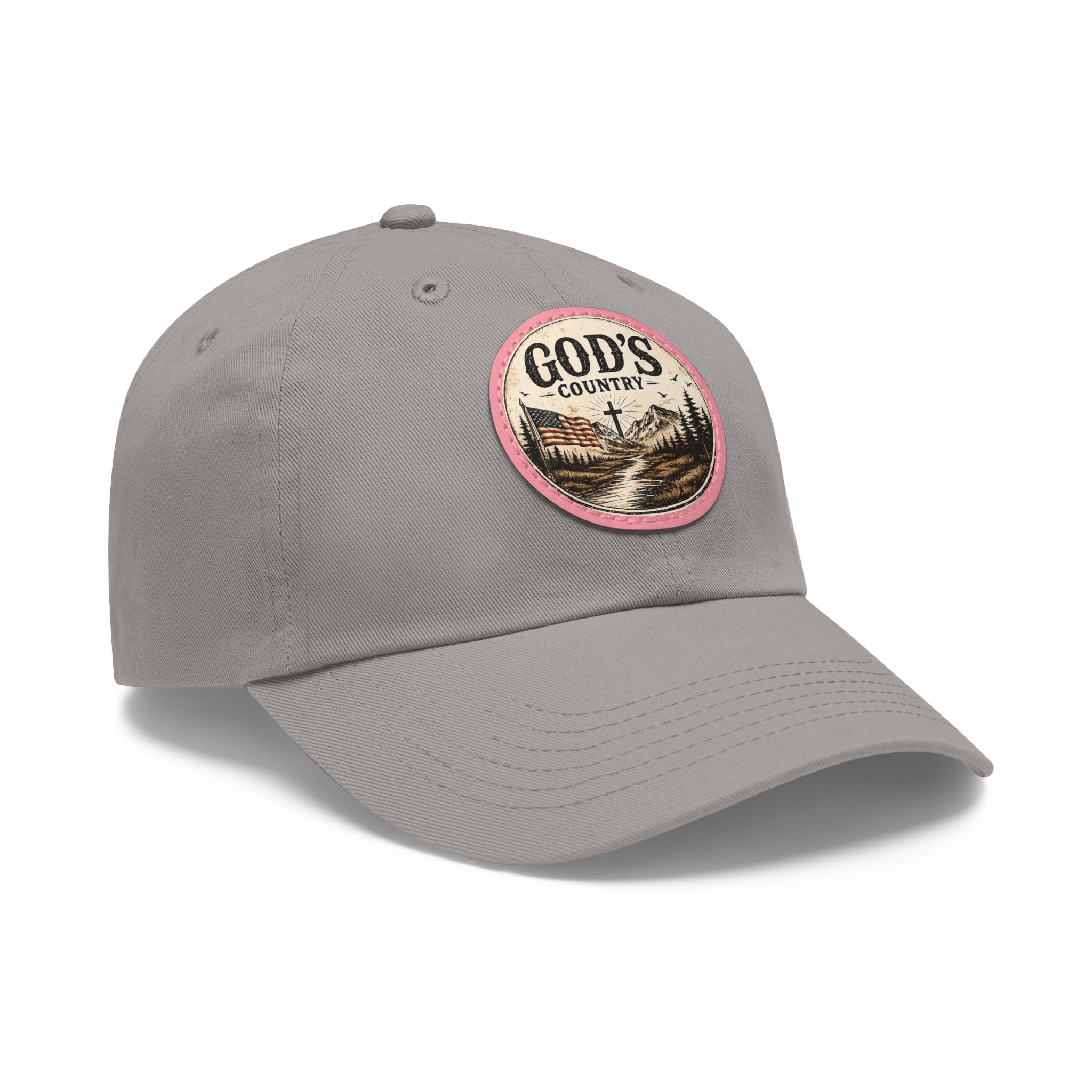 God's Country Leather Patch Dad Hat — Rustic Christian Outdoor Cap
