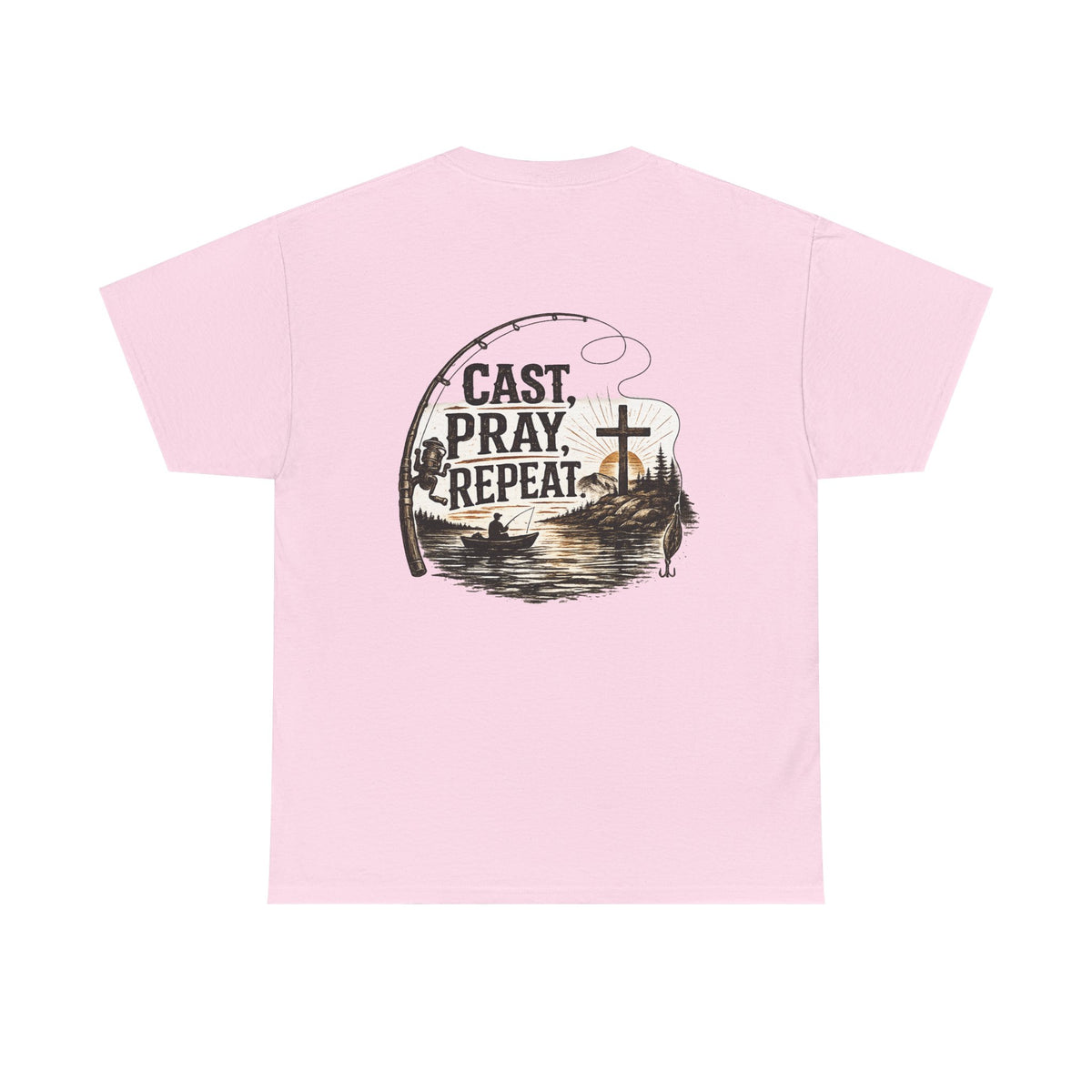 Cast Pray Repeat Fishing T-Shirt — Christian Fishing Tee