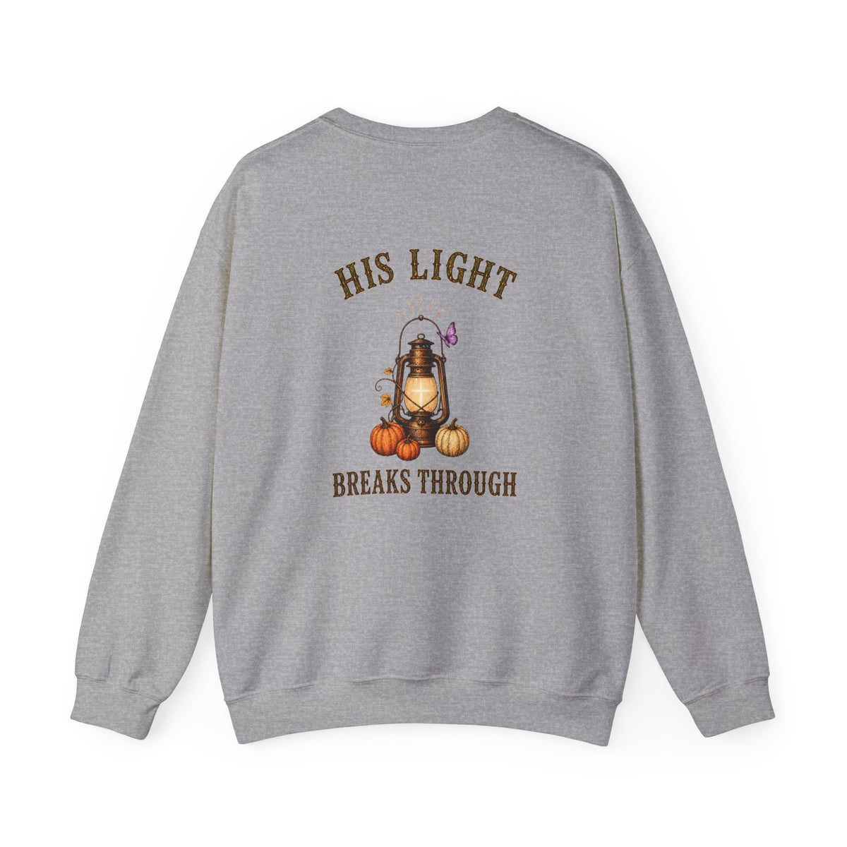 Walk in His Light Crewneck Sweatshirt — Christian Lantern & Pumpkin Faith Pullover