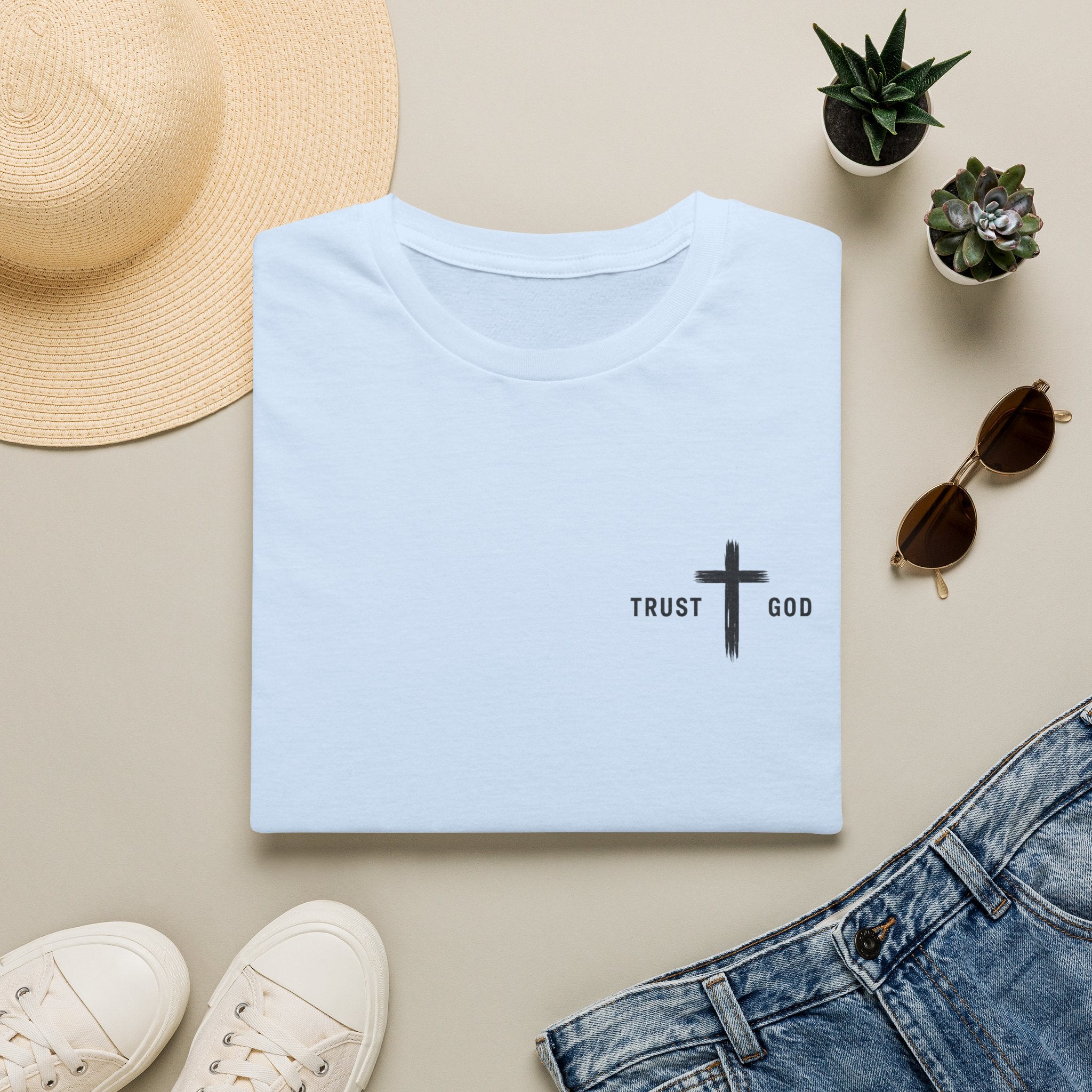 Trust God Cross T-Shirt — Minimal Christian Faith Tee
