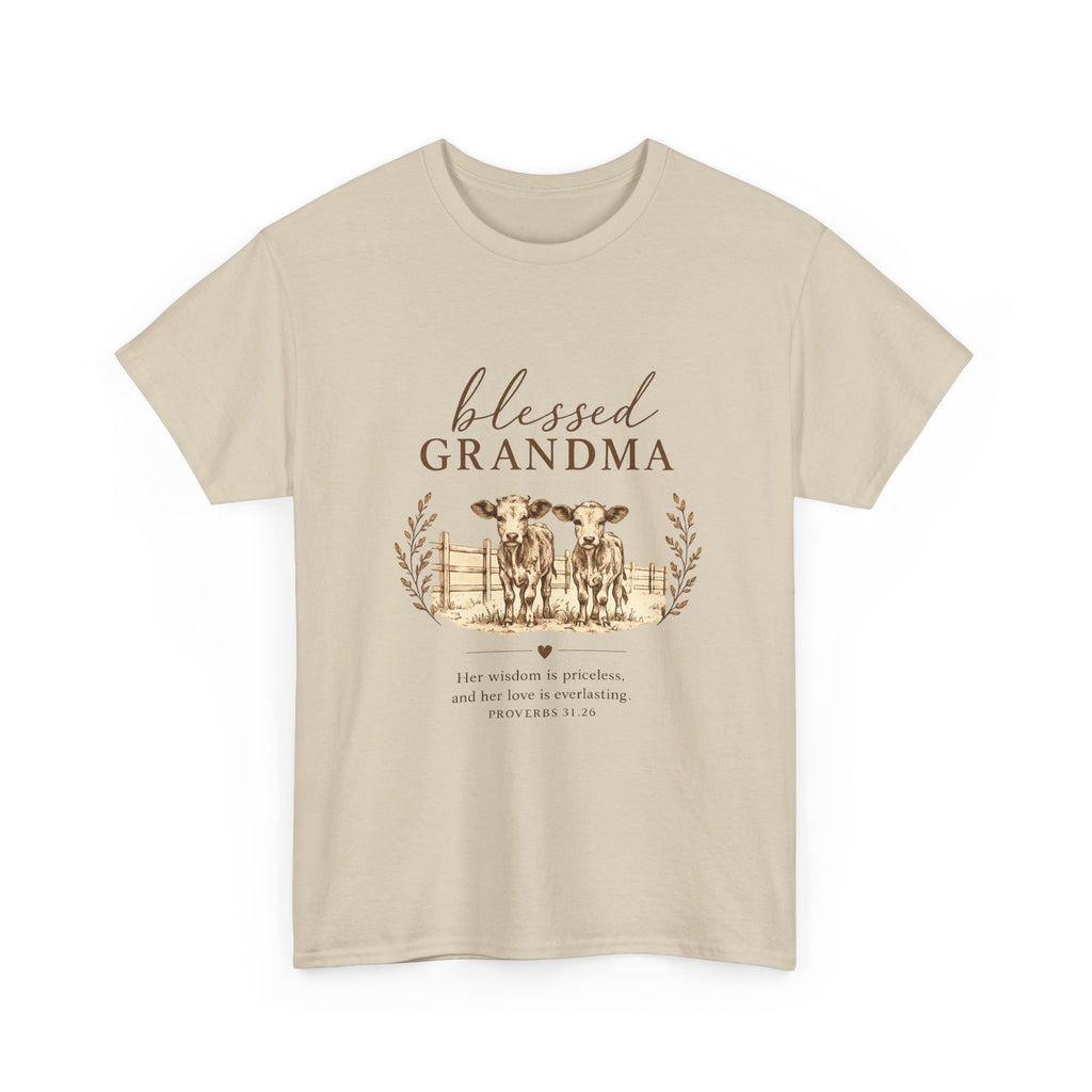 Blessed Grandma Tee – Farmhouse Cow Design, Mother's Day Gift