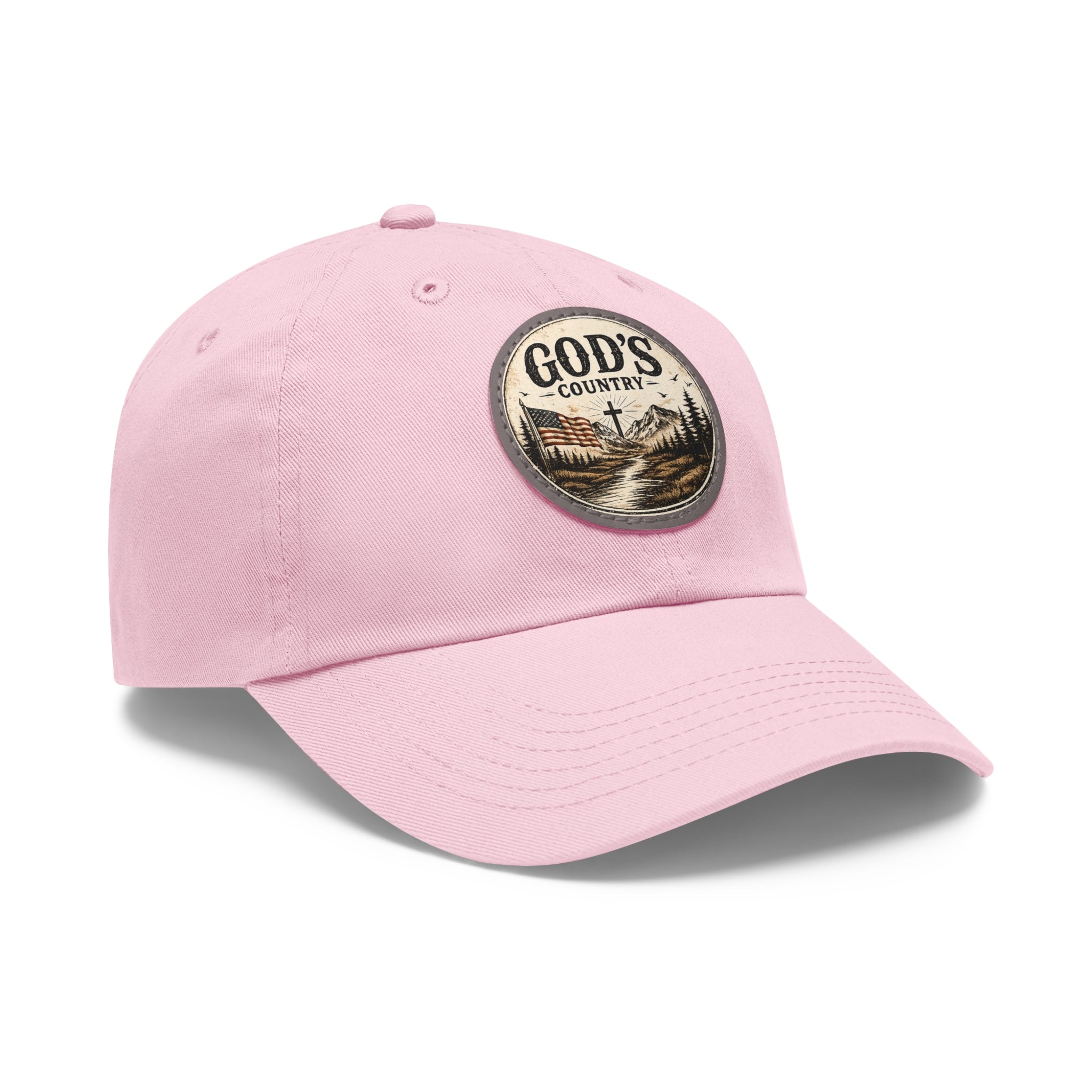 God's Country Leather Patch Dad Hat — Rustic Christian Outdoor Cap