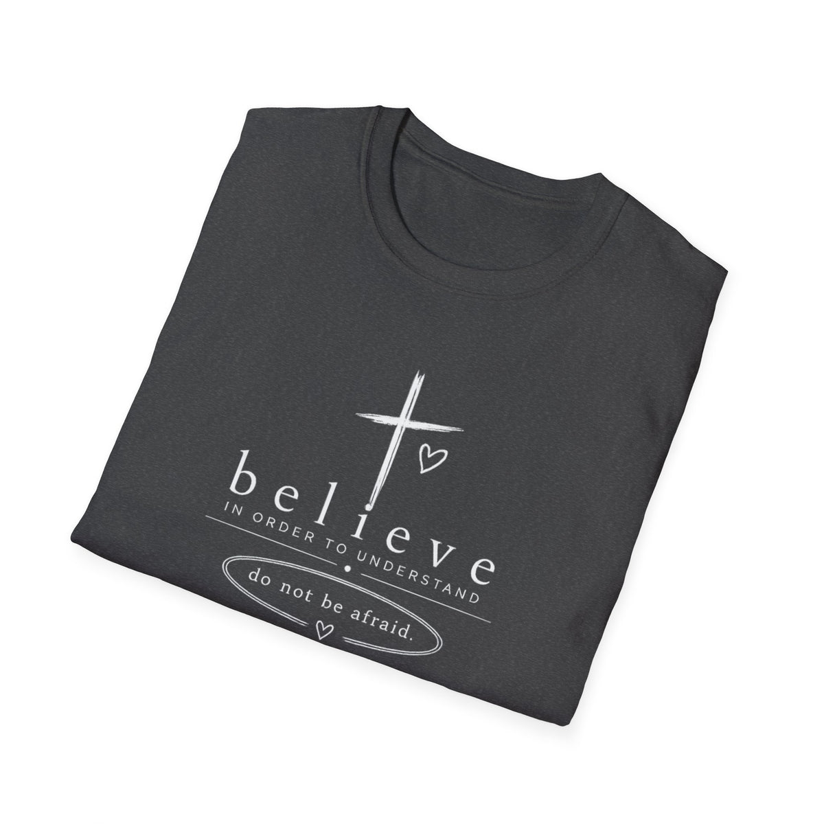 Believe Cross T-Shirt — Inspirational Christian Faith Tee ("believe")
