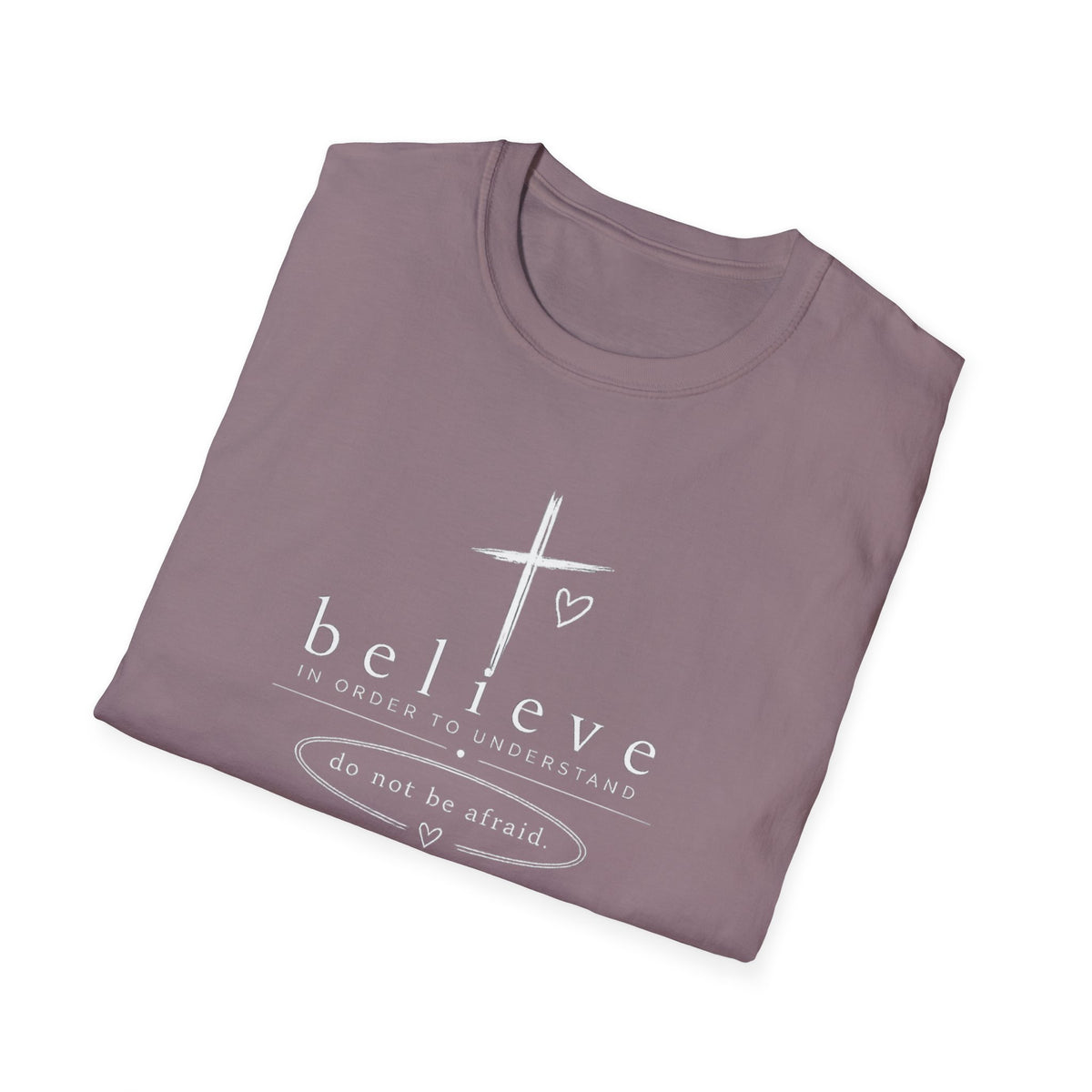Believe Cross T-Shirt — Inspirational Christian Faith Tee ("believe")