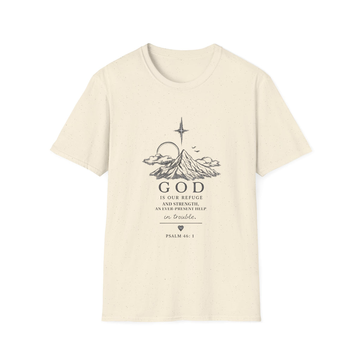 Faith Mountain T-Shirt — "God is Our Refuge" Inspirational Christian Tee