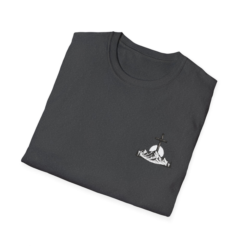 Christian Mountain Cross T-Shirt — Faith & Adventure Minimalist Design