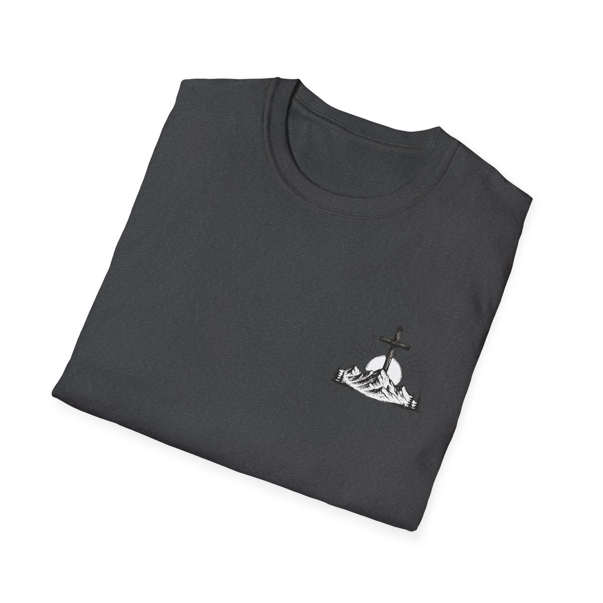 Christian Mountain Cross T-Shirt — Faith & Adventure Minimalist Design