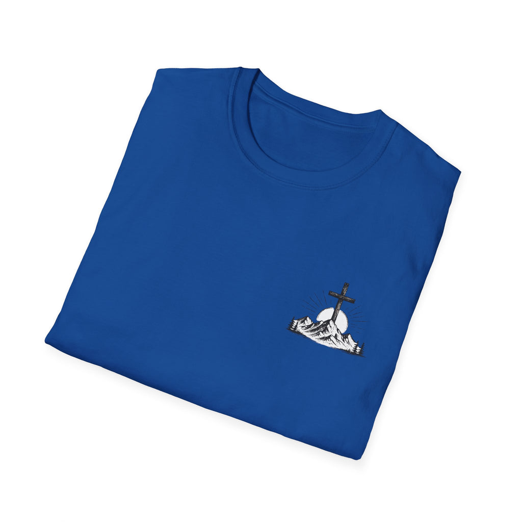 Christian Mountain Cross T-Shirt — Faith & Adventure Minimalist Design