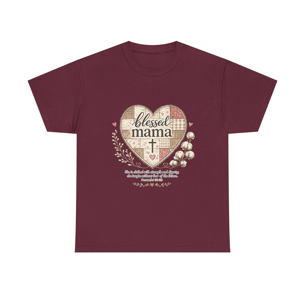 Blessed Mama Heart Tee — Christian Mother's Day Shirt