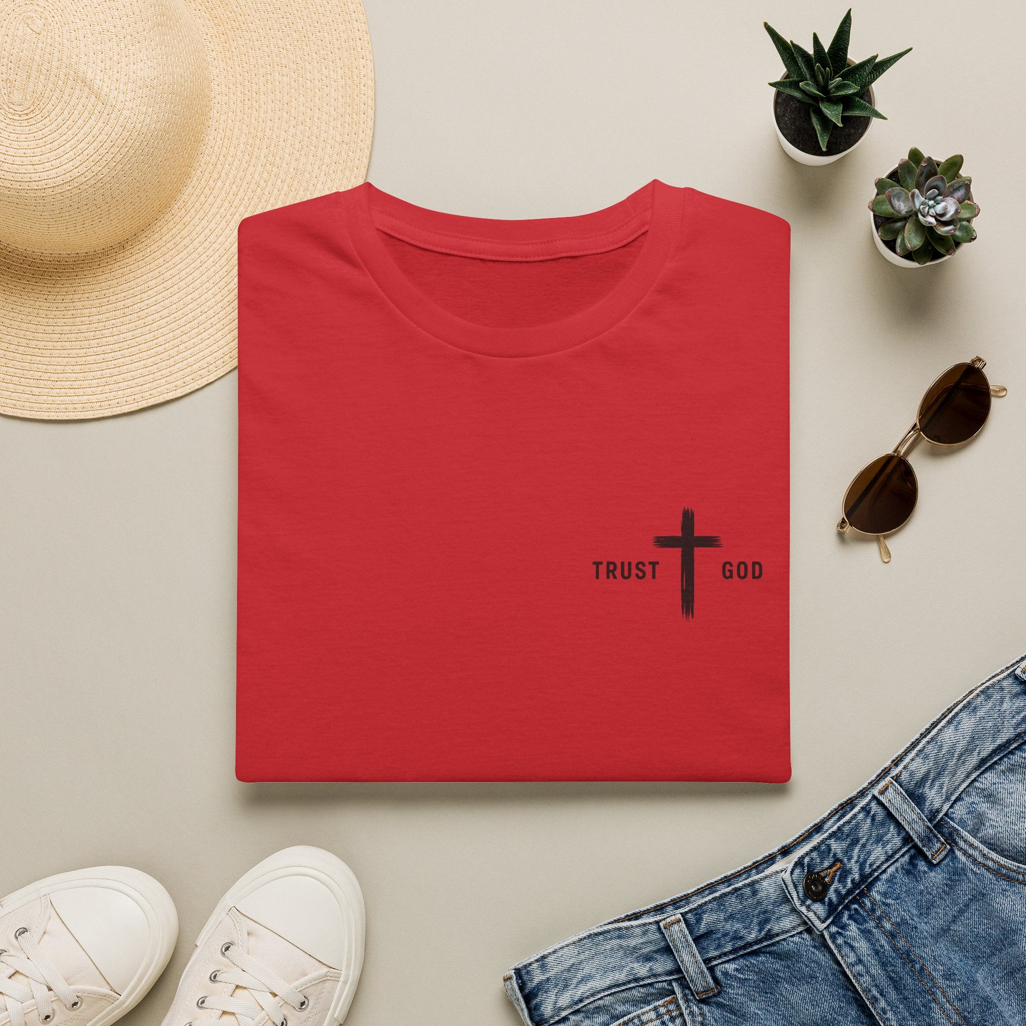 Trust God Cross T-Shirt — Minimal Christian Faith Tee