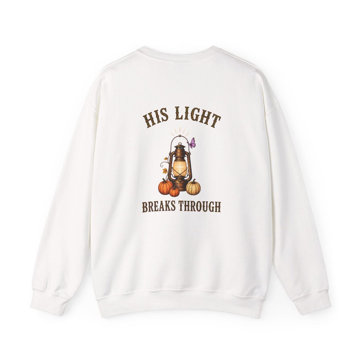 Walk in His Light Crewneck Sweatshirt — Christian Lantern & Pumpkin Faith Pullover