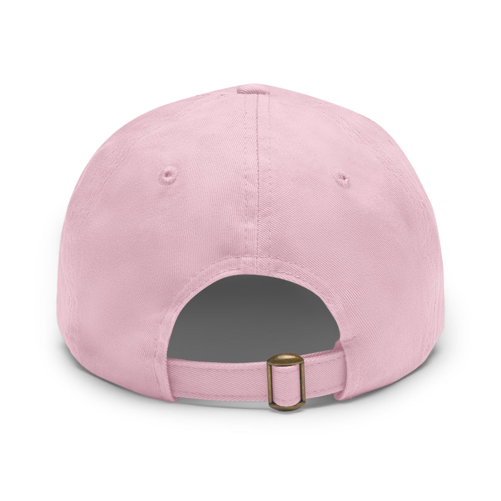 Dad Hat — Round Leather Patch Cross & Flowers Embroidered Design