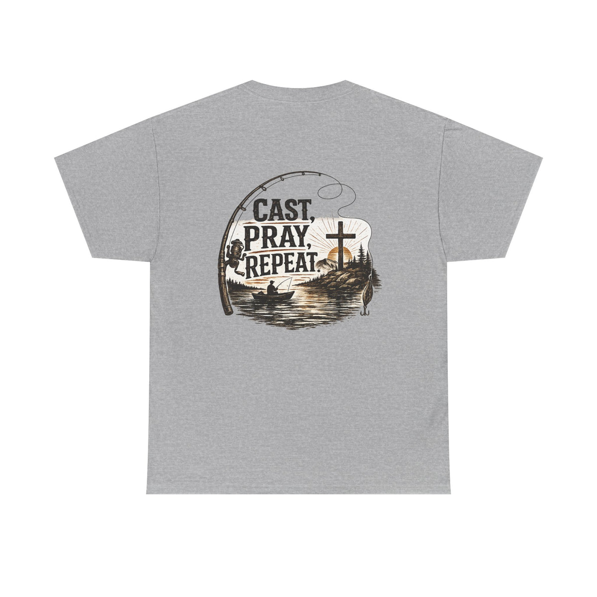 Cast Pray Repeat Fishing T-Shirt — Christian Fishing Tee