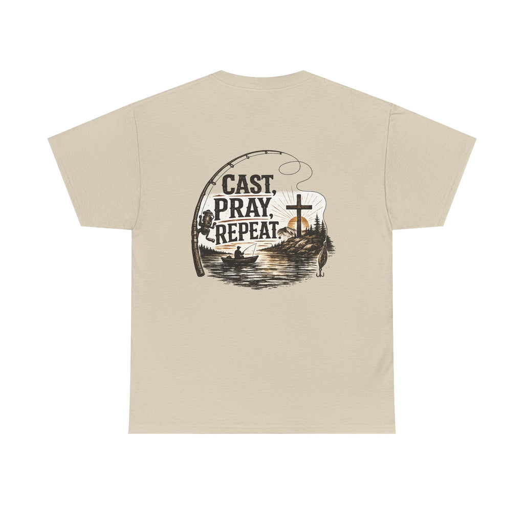 Cast Pray Repeat Fishing T-Shirt — Christian Fishing Tee