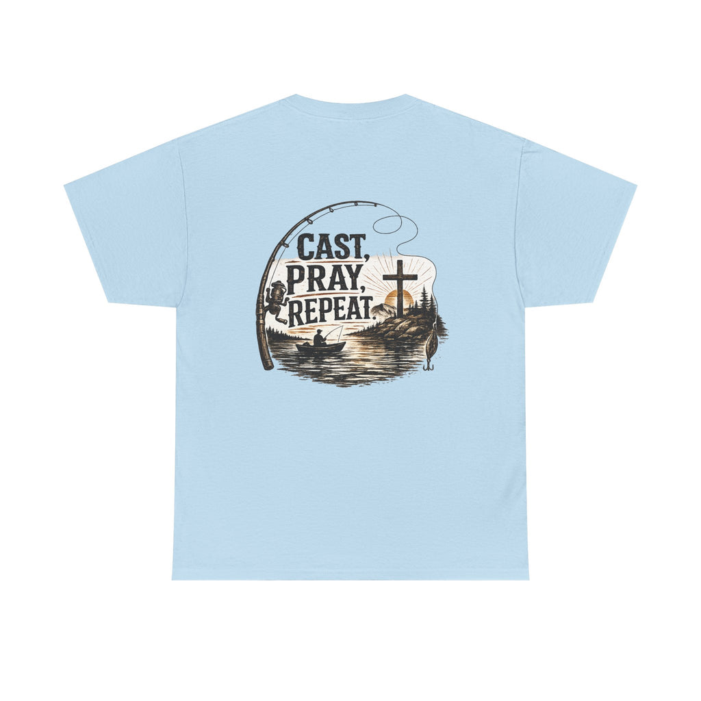 Cast Pray Repeat Fishing T-Shirt — Christian Fishing Tee
