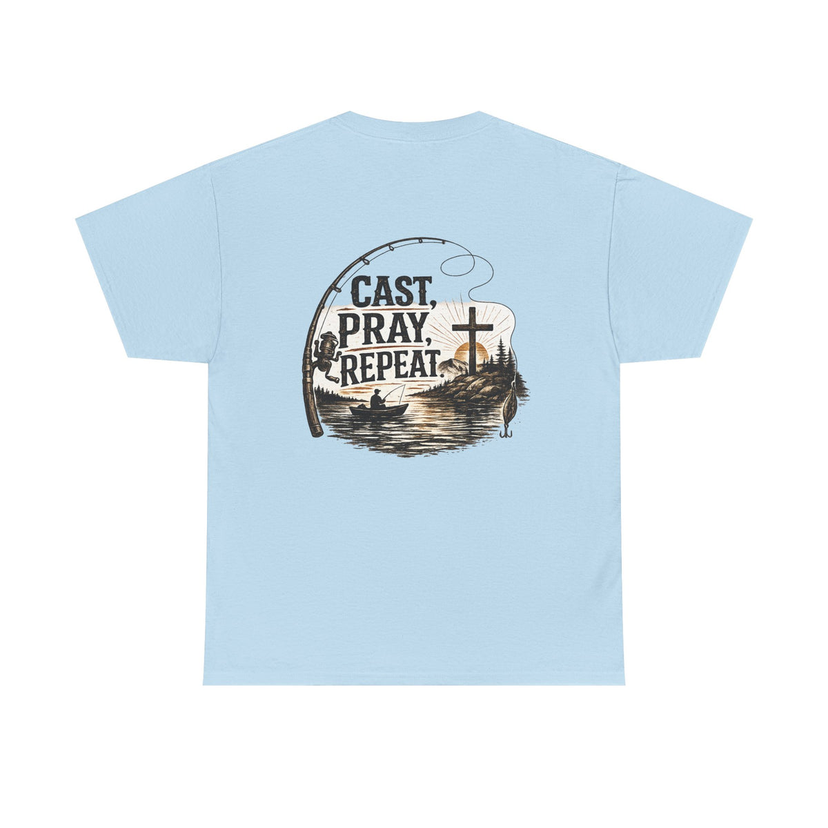 Cast Pray Repeat Fishing T-Shirt — Christian Fishing Tee