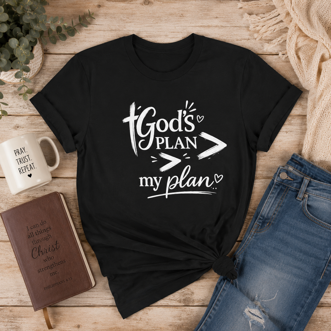 God's Plan T-Shirt — Faith-Inspired Christian Tee (God's Plan > My Plan)