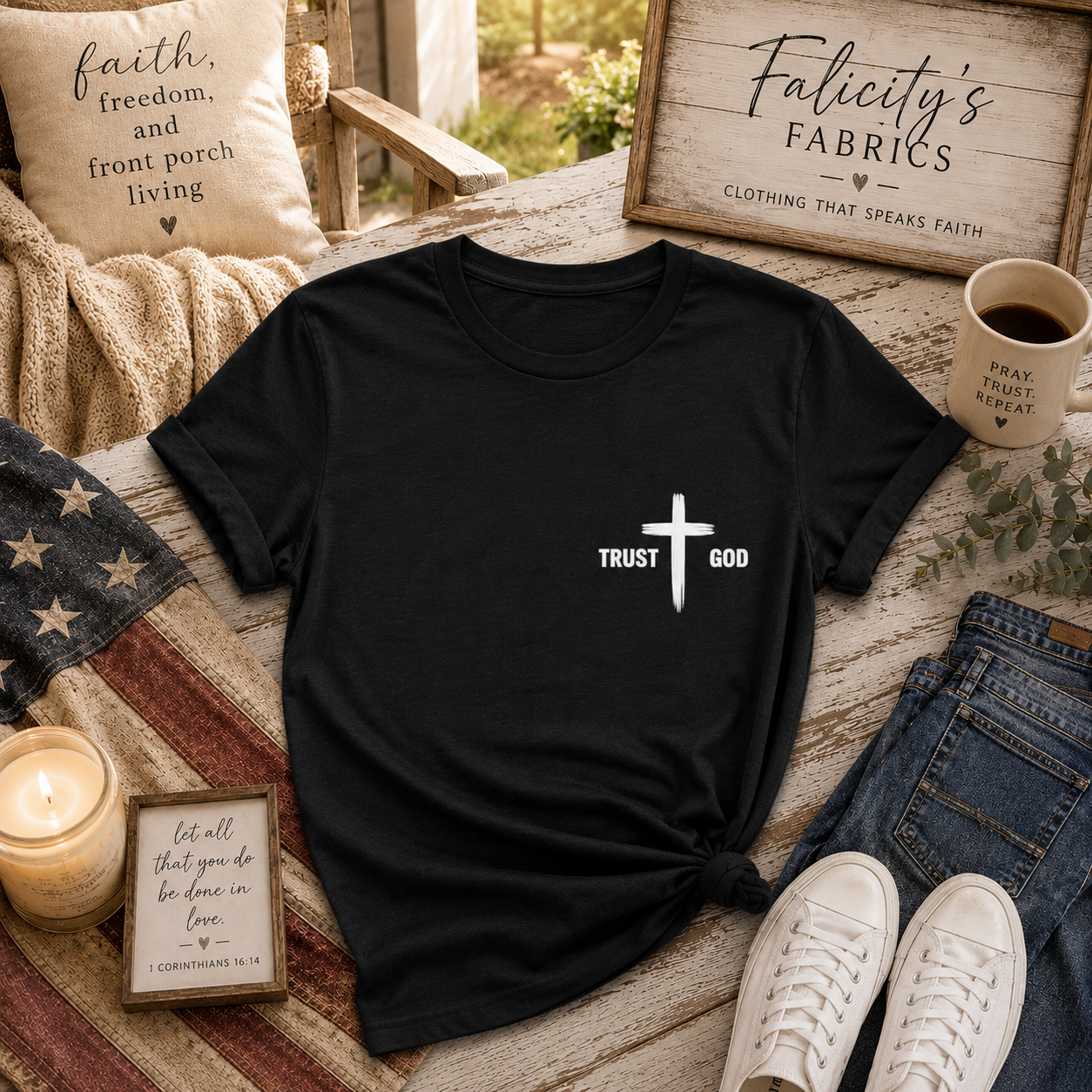 Trust God Cross T-Shirt — Christian Faith Inspirational Tee