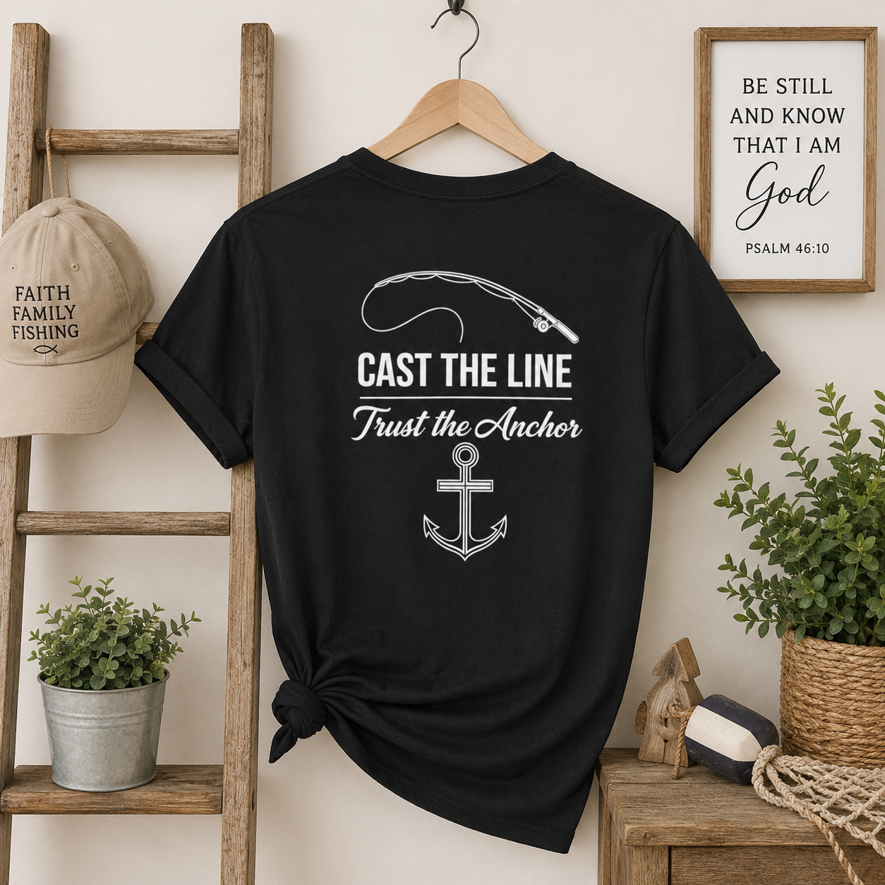 Faith & Fishing Cross T-Shirt — Christian Fishing Tee