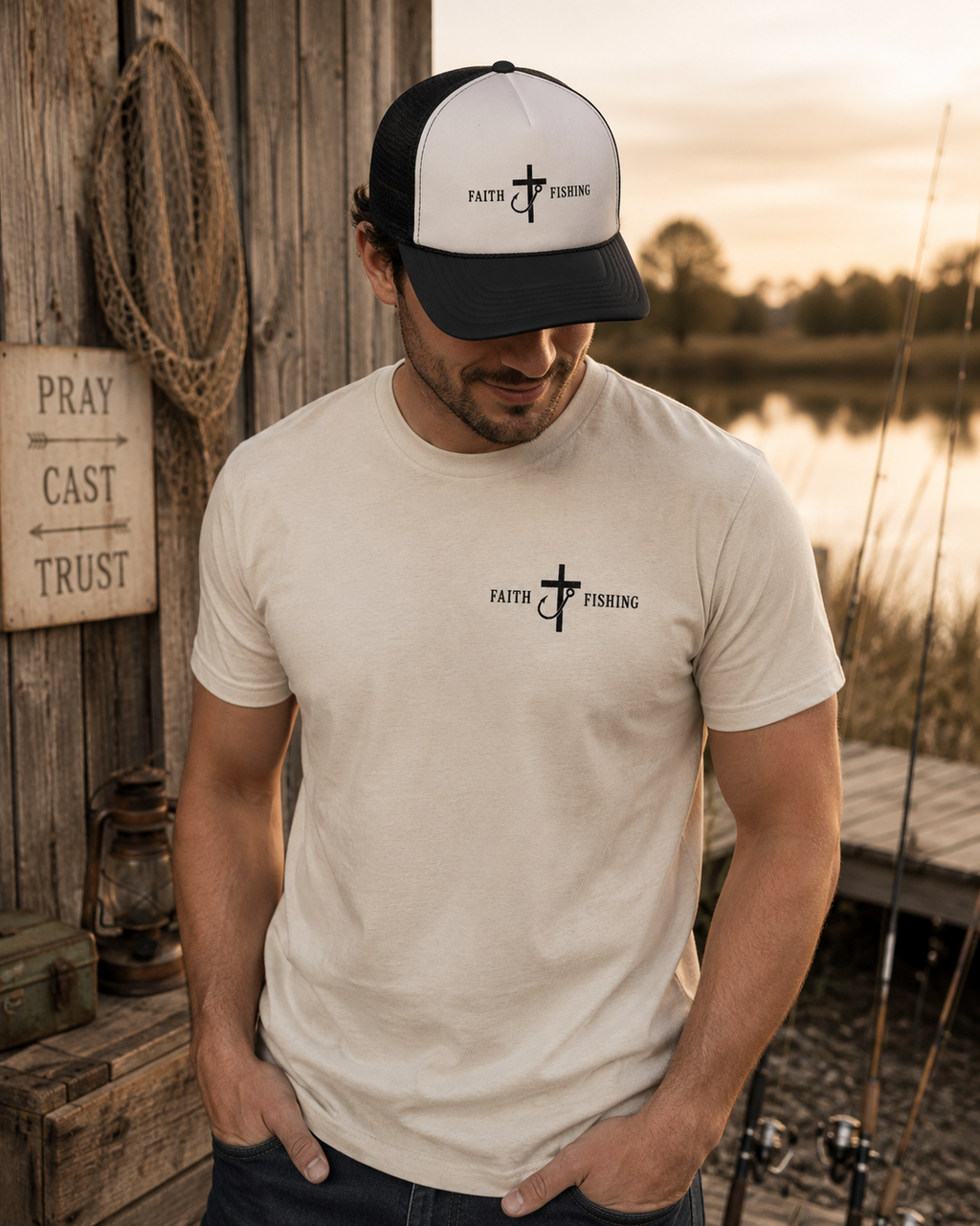 Faith & Fishing Trucker Cap — Christian Fishing Hat