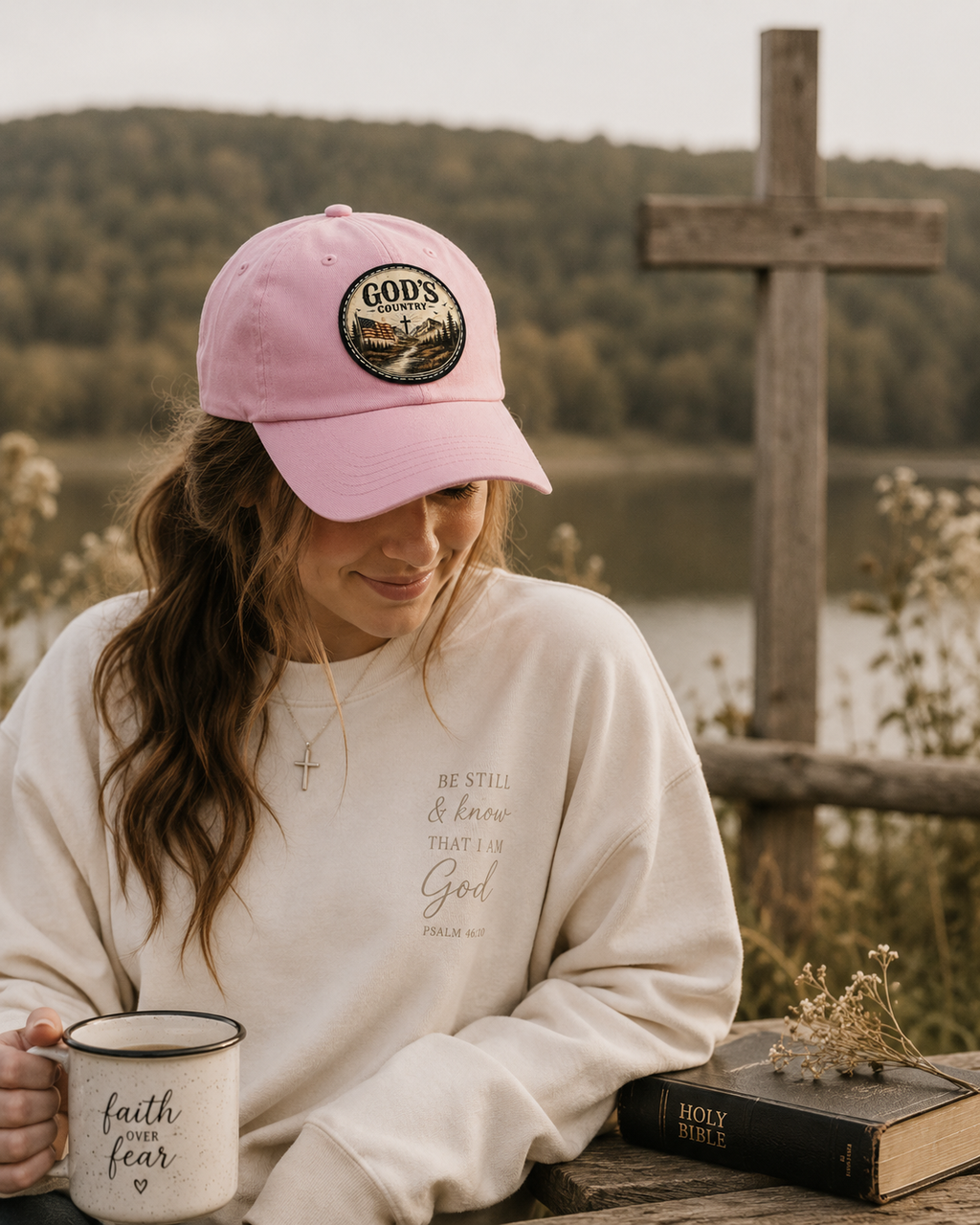 God's Country Leather Patch Dad Hat — Rustic Christian Outdoor Cap