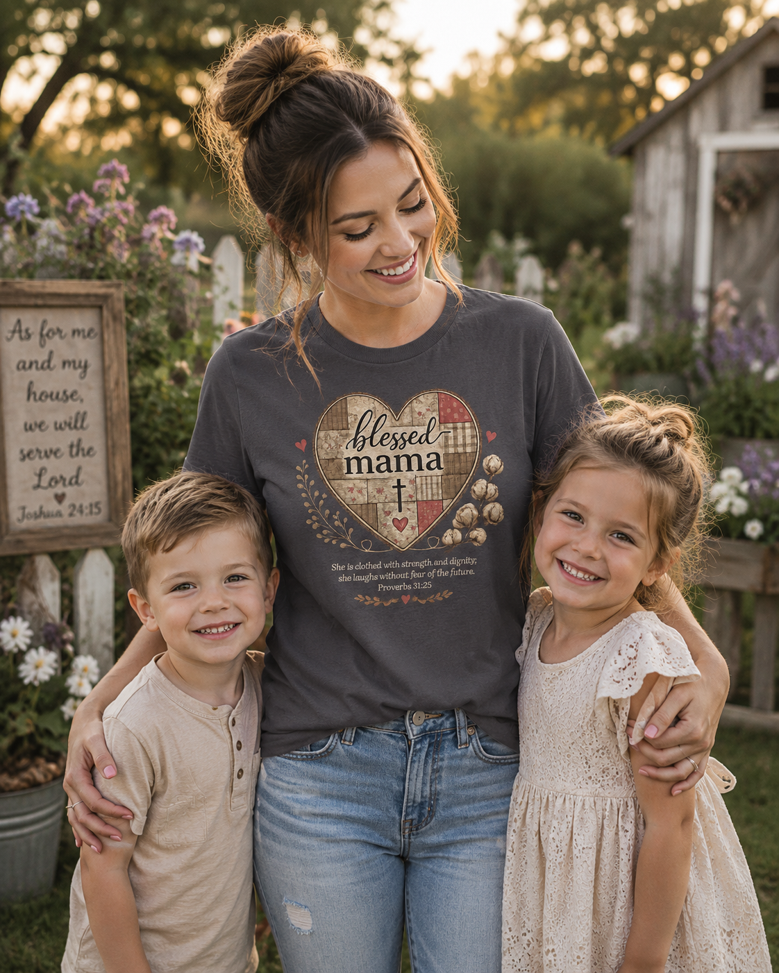 Blessed Mama Heart Tee — Christian Mother's Day Shirt
