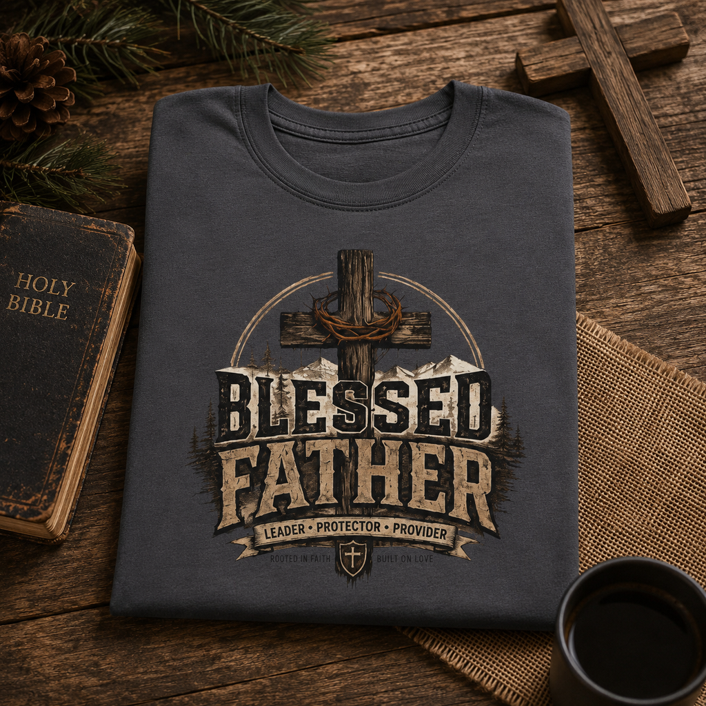 Blessed Father Tee — Christian Cross Dad T-Shirt (Father's Day Gift)