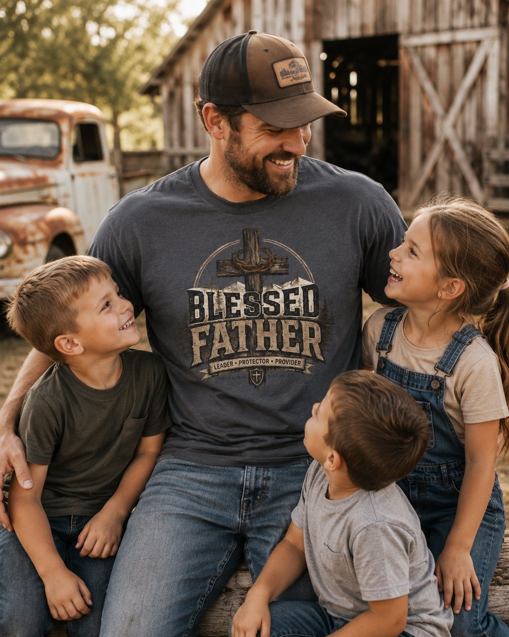 Blessed Father Tee — Christian Cross Dad T-Shirt (Father's Day Gift)