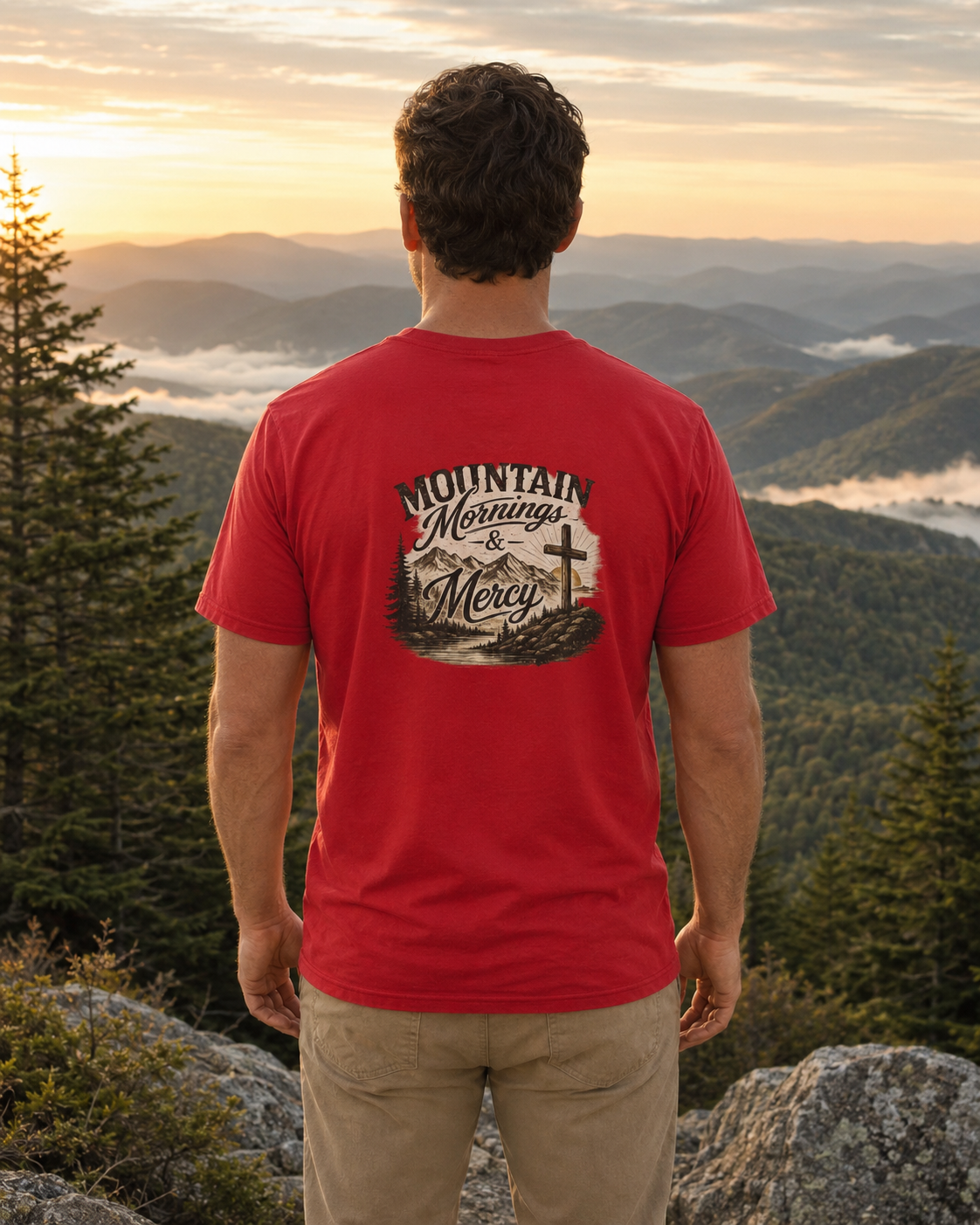 Christian Mountain Cross T-Shirt — Faith & Adventure Minimalist Design