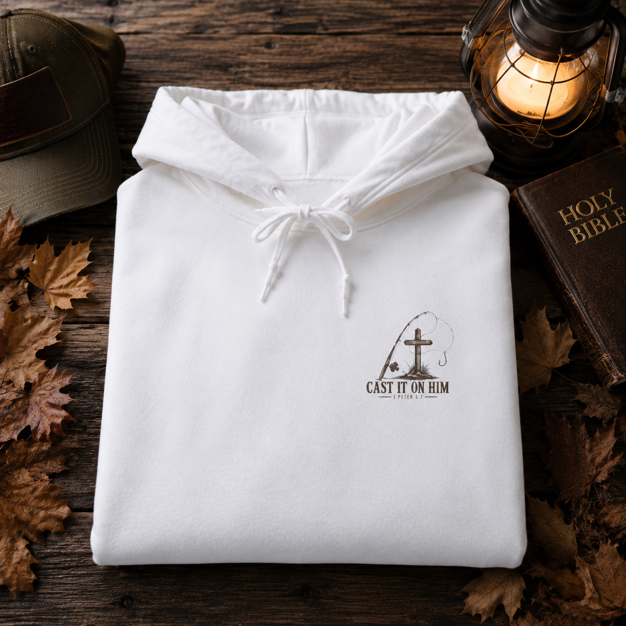 Fishing Hoodie – “Lines Cast, Burdens Passed” Outdoor Angler Pullover
