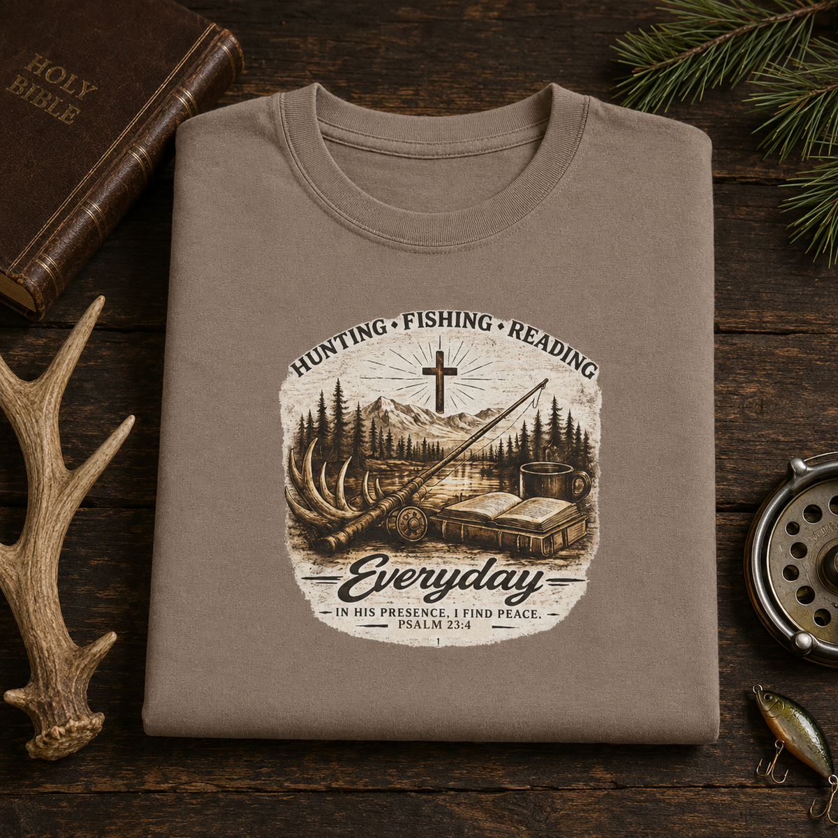 Hunting Fishing Reading Tee — Everyday Faith Outdoor T-Shirt