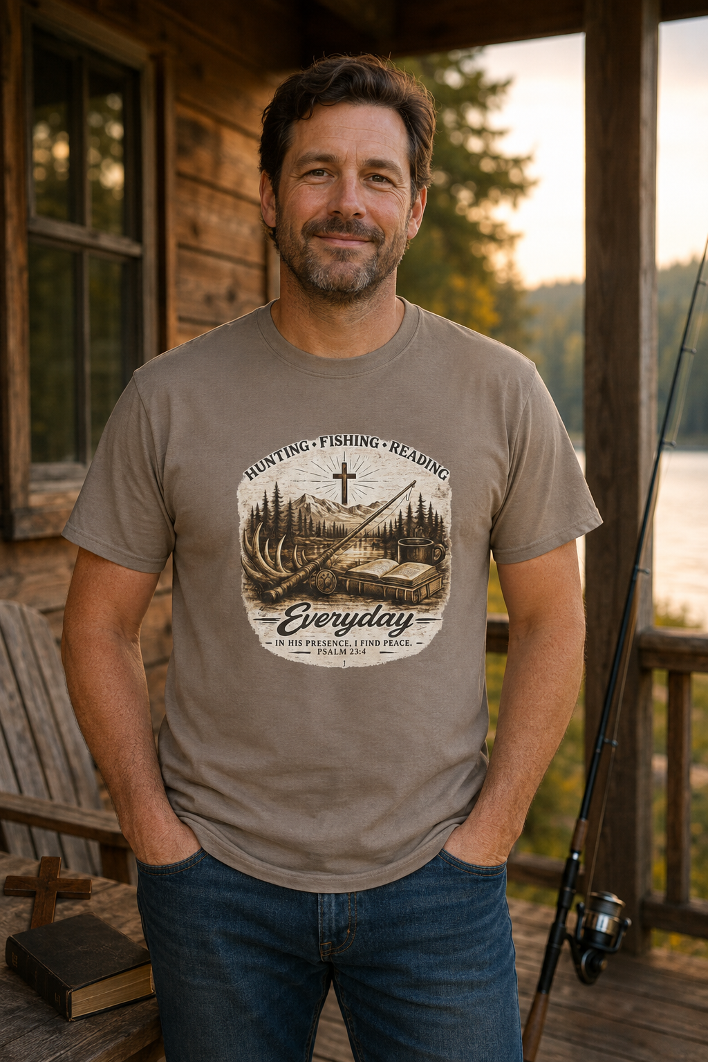 Hunting Fishing Reading Tee — Everyday Faith Outdoor T-Shirt