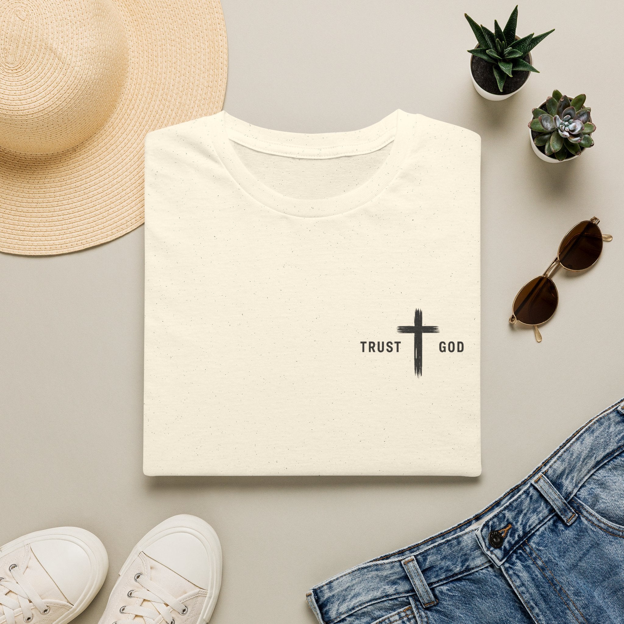 Trust God Cross T-Shirt — Minimal Christian Faith Tee