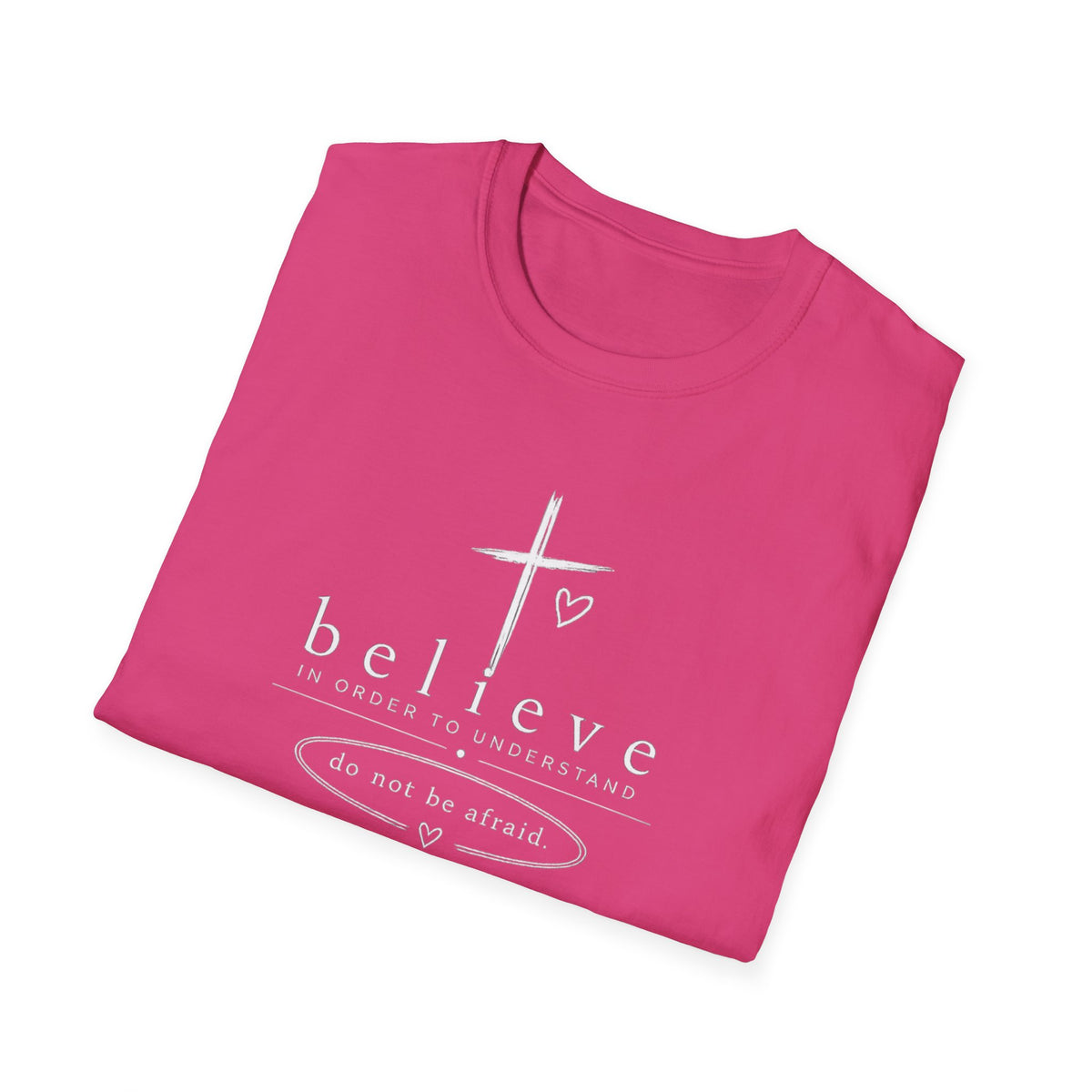 Believe Cross T-Shirt — Inspirational Christian Faith Tee ("believe")