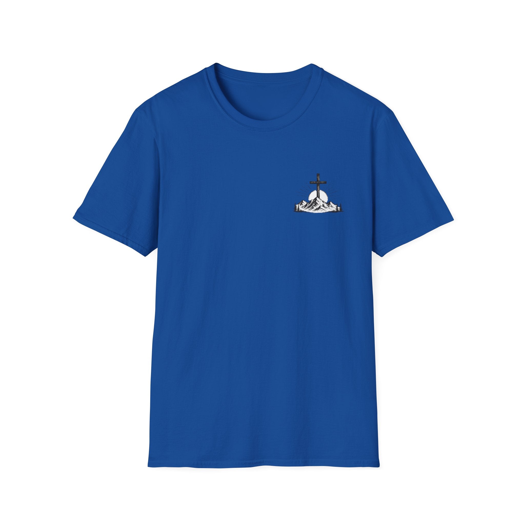Christian Mountain Cross T-Shirt — Faith & Adventure Minimalist Design