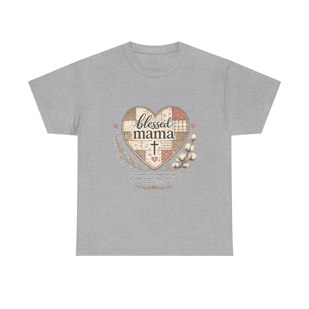 Blessed Mama Heart Tee — Christian Mother's Day Shirt