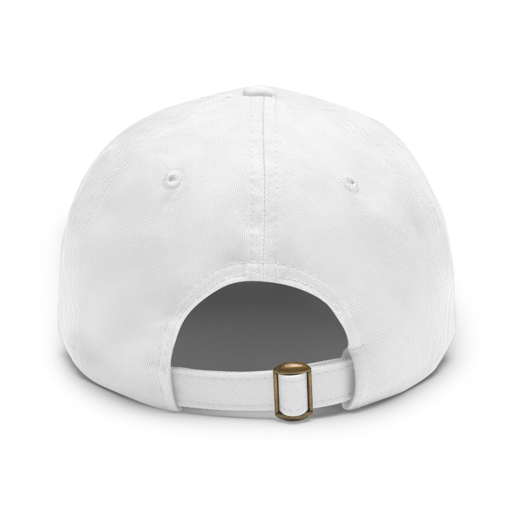 Dad Hat — Round Leather Patch Cross & Flowers Embroidered Design